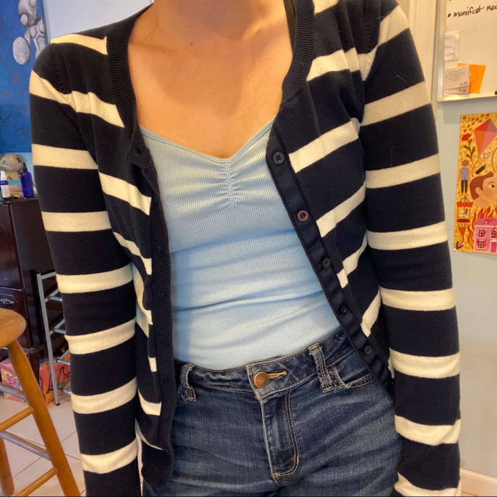 Navy and White Striped Sweater